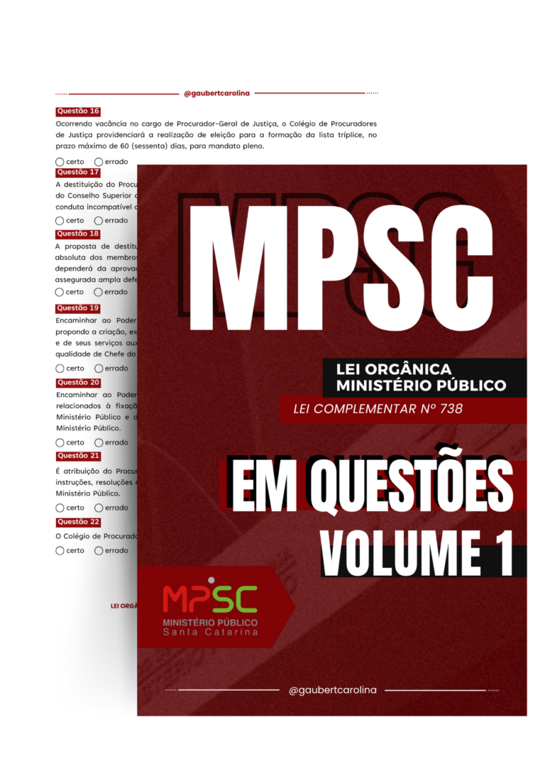 Concurso MPSC questões lei orgânica lei complementar n738